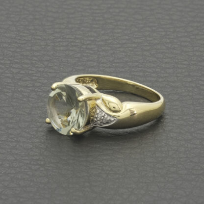 9ct Yellow Gold Diamond & Green Amethyst Ring - Image 4