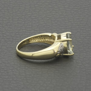 9ct Yellow Gold Diamond &#038; Green Amethyst Ring