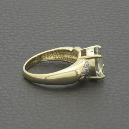 9ct Yellow Gold Diamond & Green Amethyst Ring - Image 3