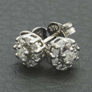 9ct White Gold 0.36ct Diamond Cluster Stud Earrings