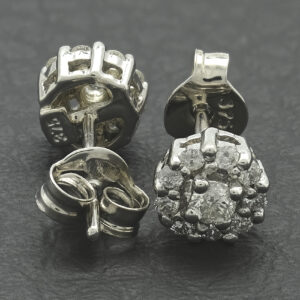9ct White Gold 0.36ct Diamond Cluster Stud Earrings