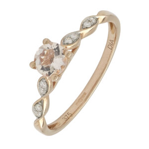 9ct Rose Gold 0.04ct Diamond And Morganite Ring