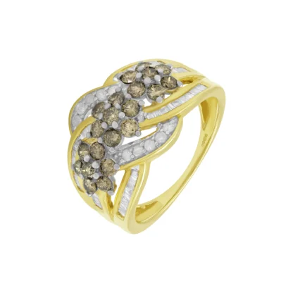 10ct Yellow Gold 0.85ct Chocolate Diamond Cluster Ring