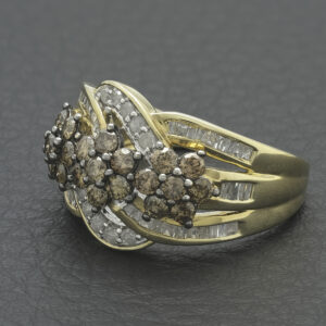 10ct Yellow Gold 0.85ct Chocolate Diamond Cluster Ring