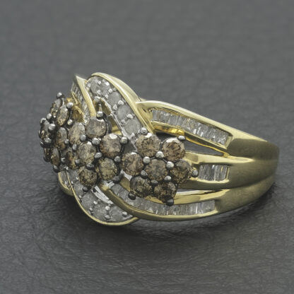 10ct Yellow Gold 0.85ct Chocolate Diamond Cluster Ring - Image 2