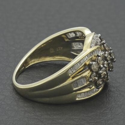 10ct Yellow Gold 0.85ct Chocolate Diamond Cluster Ring - Image 3