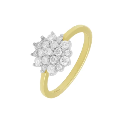 9ct Yellow Gold 0.50ct Diamond Cluster Ring