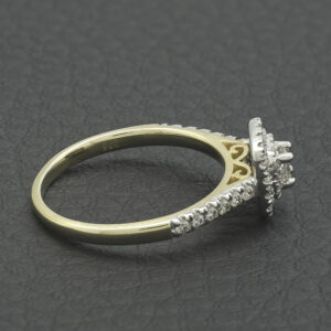 9ct Yellow Gold 0.35ct Princess Cut Diamond Halo Ring
