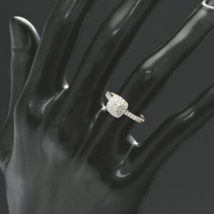 9ct Yellow Gold 0.35ct Princess Cut Diamond Halo Ring