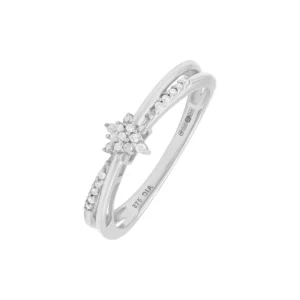9ct White Gold Diamond Cluster Ring