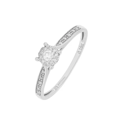 9ct White Gold 0.15ct Diamond Cluster Ring
