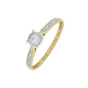 9ct Yellow Gold 0.15ct Diamond Cluster Ring