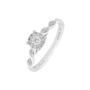 9ct White Gold 0.15ct Diamond Cluster Ring