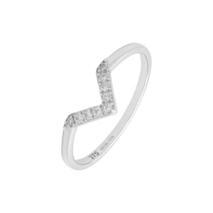 9ct White Gold Diamond Wishbone Ring