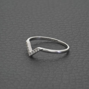 9ct White Gold Diamond Wishbone Ring