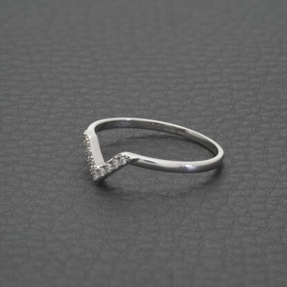 9ct White Gold Diamond Wishbone Ring - Image 2