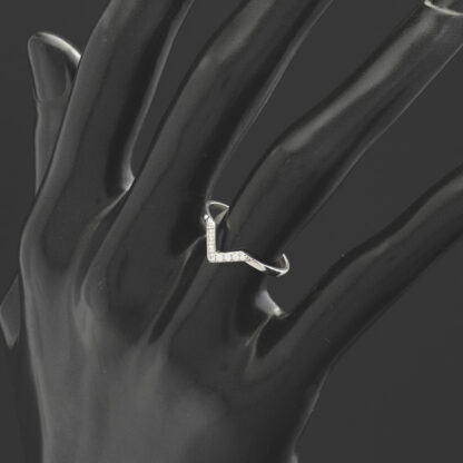 9ct White Gold Diamond Wishbone Ring - Image 4