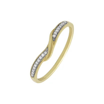 9ct Yellow Gold Diamond Wishbone Ring
