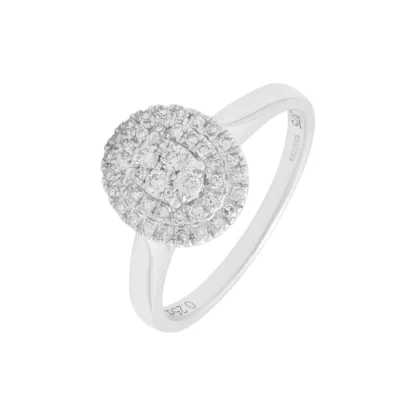 9ct White Gold 0.25ct Diamond Cluster Ring