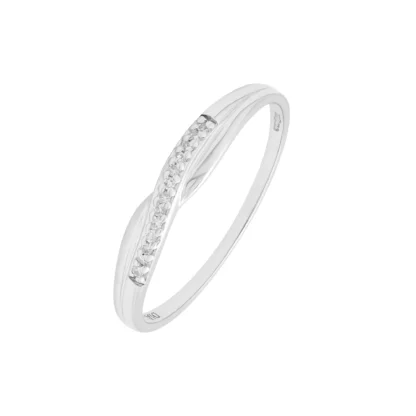 9ct White Gold Diamond Crossover Ring