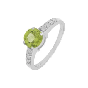 9ct Yellow Gold Peridot And Diamond Ring