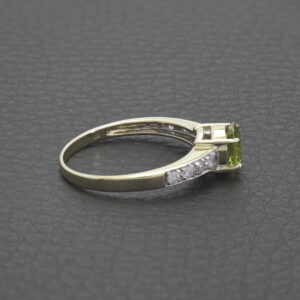 9ct Yellow Gold Peridot And Diamond Ring