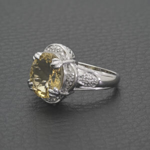 9ct White Gold 0.12ct Diamond &#038; Citrine Ring