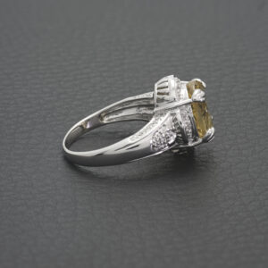 9ct White Gold 0.12ct Diamond &#038; Citrine Ring