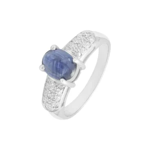 9ct White Gold 0.10ct Diamond And Sapphire Ring