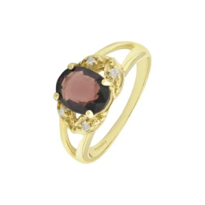 9ct Yellow Gold 0.06ct Diamond &#038; Spinel Ring