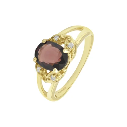 9ct Yellow Gold 0.06ct Diamond & Spinel Ring