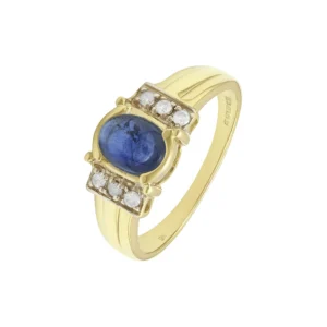9ct Yellow Gold 0.09ct Diamond And Sapphire Ring