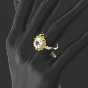 9ct Yellow Gold White Topaz &#038; Yellow Sapphire Cluster Ring