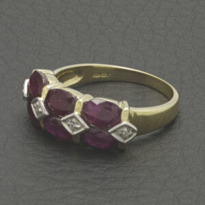 9ct Yellow Gold 0.02ct Diamond & Ruby Ring