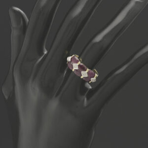 9ct Yellow Gold 0.02ct Diamond & Ruby Ring