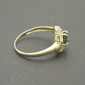 9ct Yellow Gold 0.12ct Diamond & Tsavorite Ring