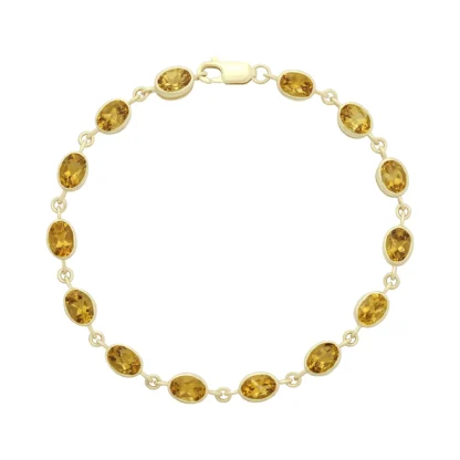 9ct Yellow Gold Citrine Bracelet 8" 6mm