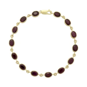 9ct Yellow Gold Ruby Bracelet 8&#8243; 6mm