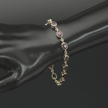 9ct Yellow Gold Ruby Bracelet 8" 6mm - Image 2