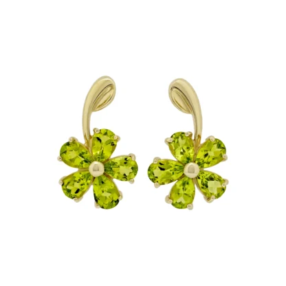 9ct Yellow Gold 3.88ct Peridot Cluster Earrings