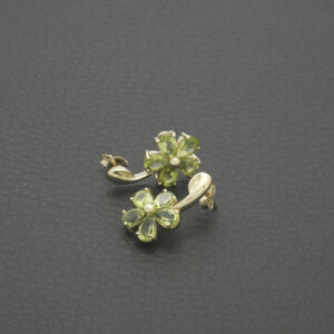 9ct Yellow Gold 3.88ct Peridot Cluster Earrings