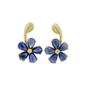 9ct Yellow Gold 4.58ct Blue Sapphire Cluster Earrings