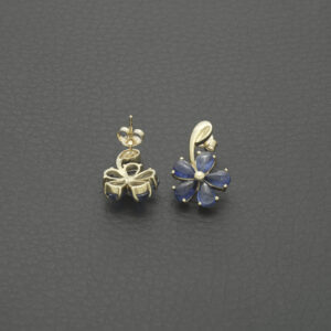 9ct Yellow Gold 4.58ct Blue Sapphire Cluster Earrings