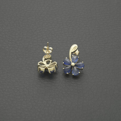 9ct Yellow Gold 4.58ct Blue Sapphire Cluster Earrings - Image 4