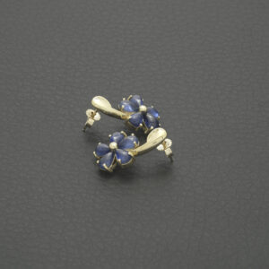 9ct Yellow Gold 4.58ct Blue Sapphire Cluster Earrings