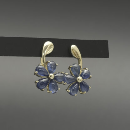 9ct Yellow Gold 4.58ct Blue Sapphire Cluster Earrings - Image 2