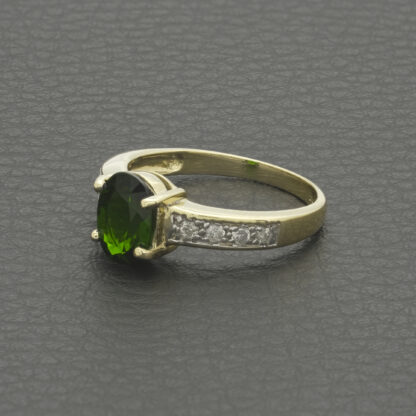 9ct Yellow Gold 0.21ct Diamond & 1.47ct Chrome Diopside Dress Ring - Image 3