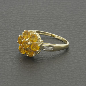 9ct Yellow Gold 0.05ct Diamond &#038; 2.09ct Golden Sapphire Cluster Ring
