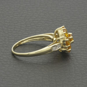 9ct Yellow Gold 0.05ct Diamond &#038; 2.09ct Golden Sapphire Cluster Ring