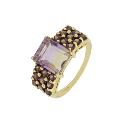 9ct Yellow Gold 2.32ct Ametrine & 1.27ct Rhodolite Garnet Dress Ring